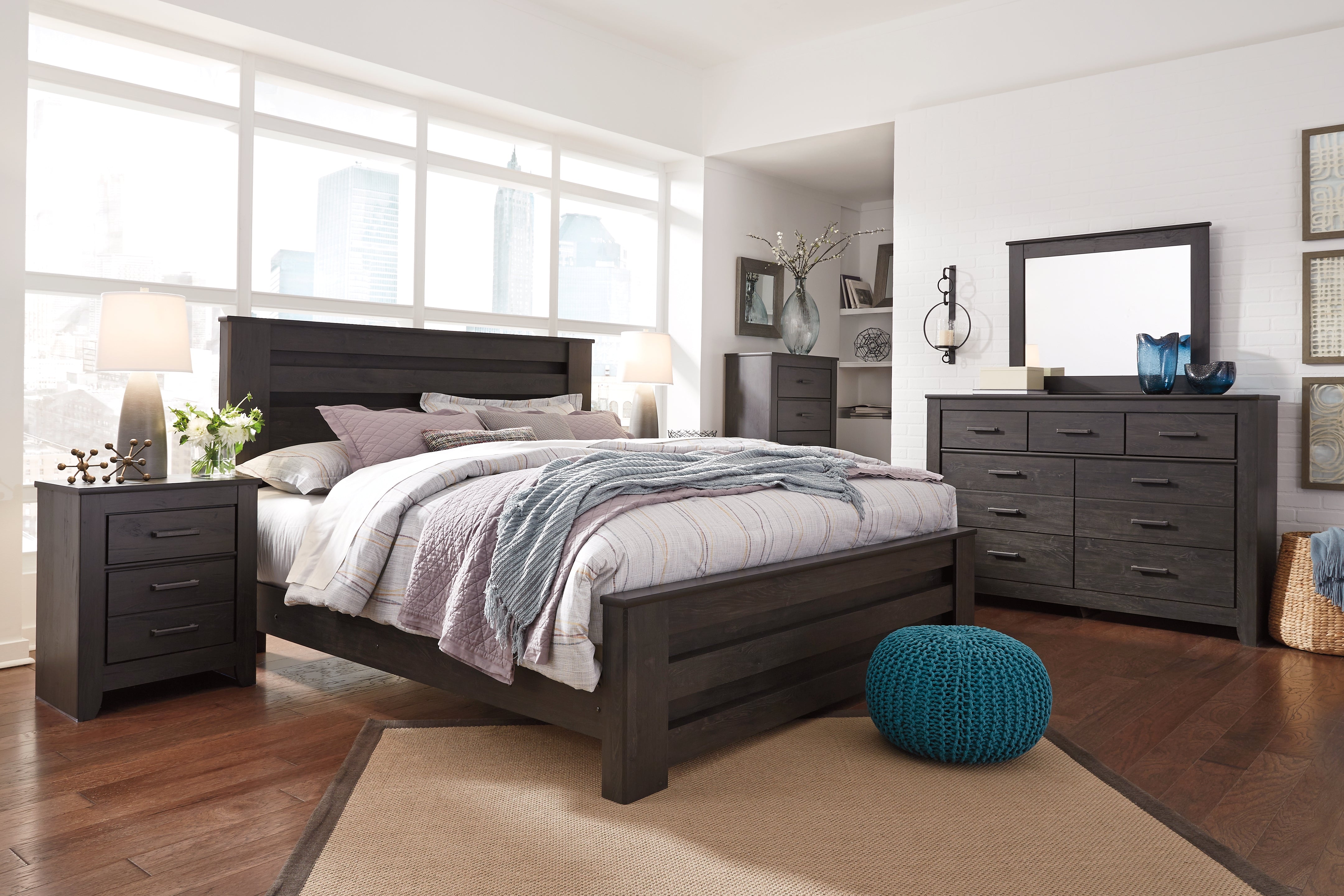 Furniture City Laplace - Ashley Furniture - Brinxton King Panel Bed, Dresser, Mirror, Chest and Nightstand - King Panel Bed, Dresser, Mirror, Chest and Nightstand - B249B22