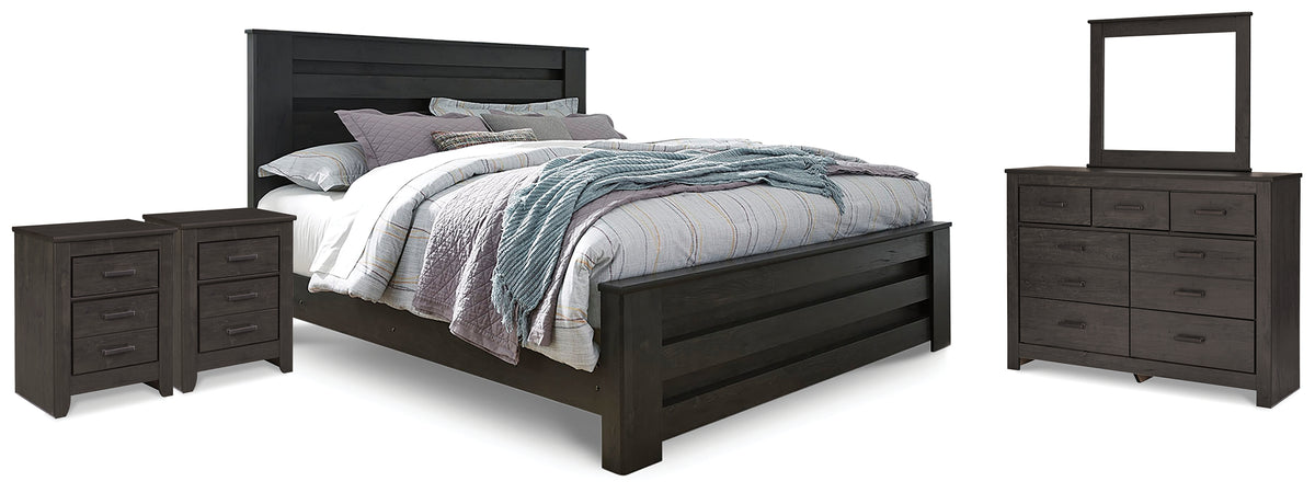 Furniture City Laplace - Ashley Furniture - Brinxton King Panel Bed, Dresser, Mirror and 2 Nightstands - King Panel Bed, Dresser, Mirror and 2 Nightstands - B249B24