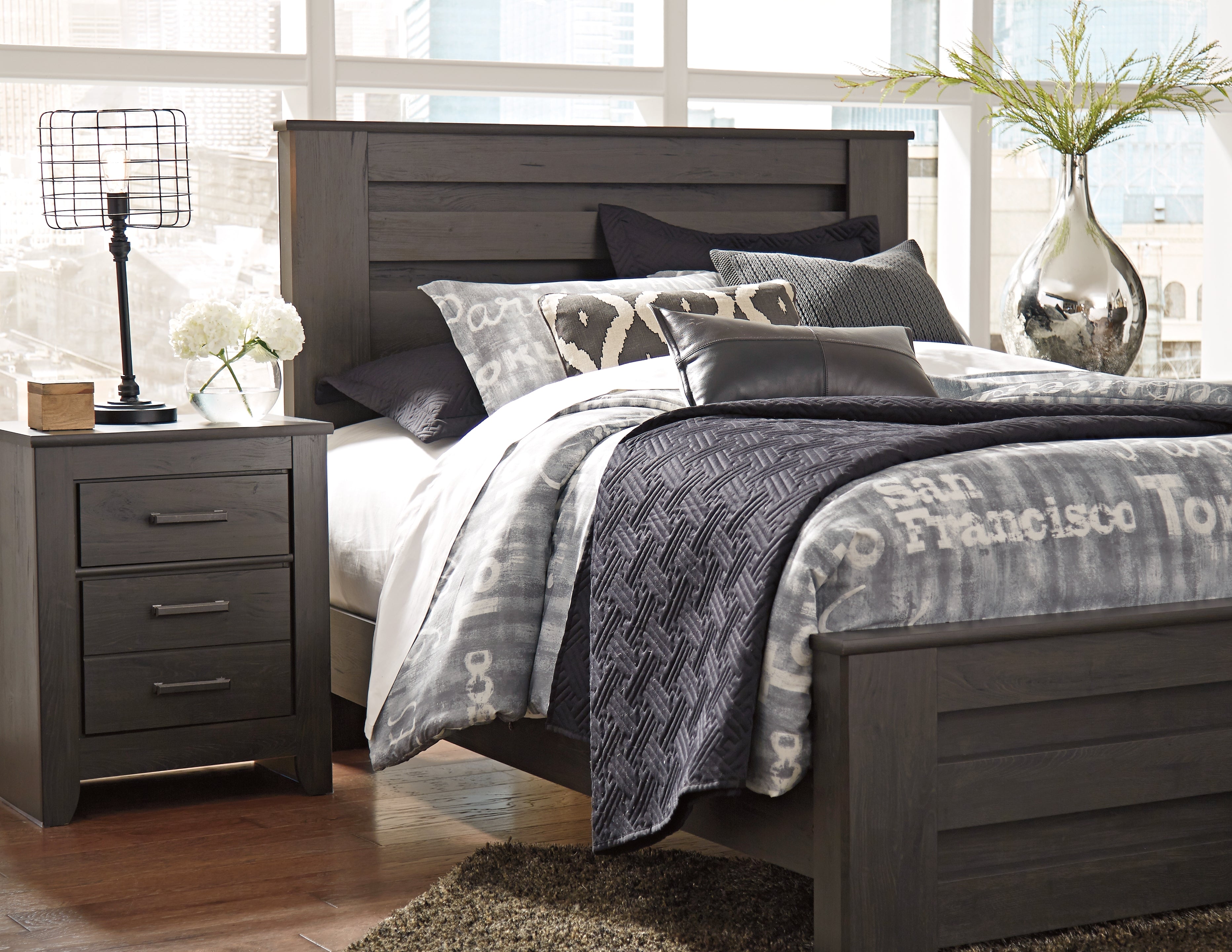 Furniture City Laplace - Ashley Furniture - Brinxton Bedroom - Queen Panel Bed / Charcoal - B249B2