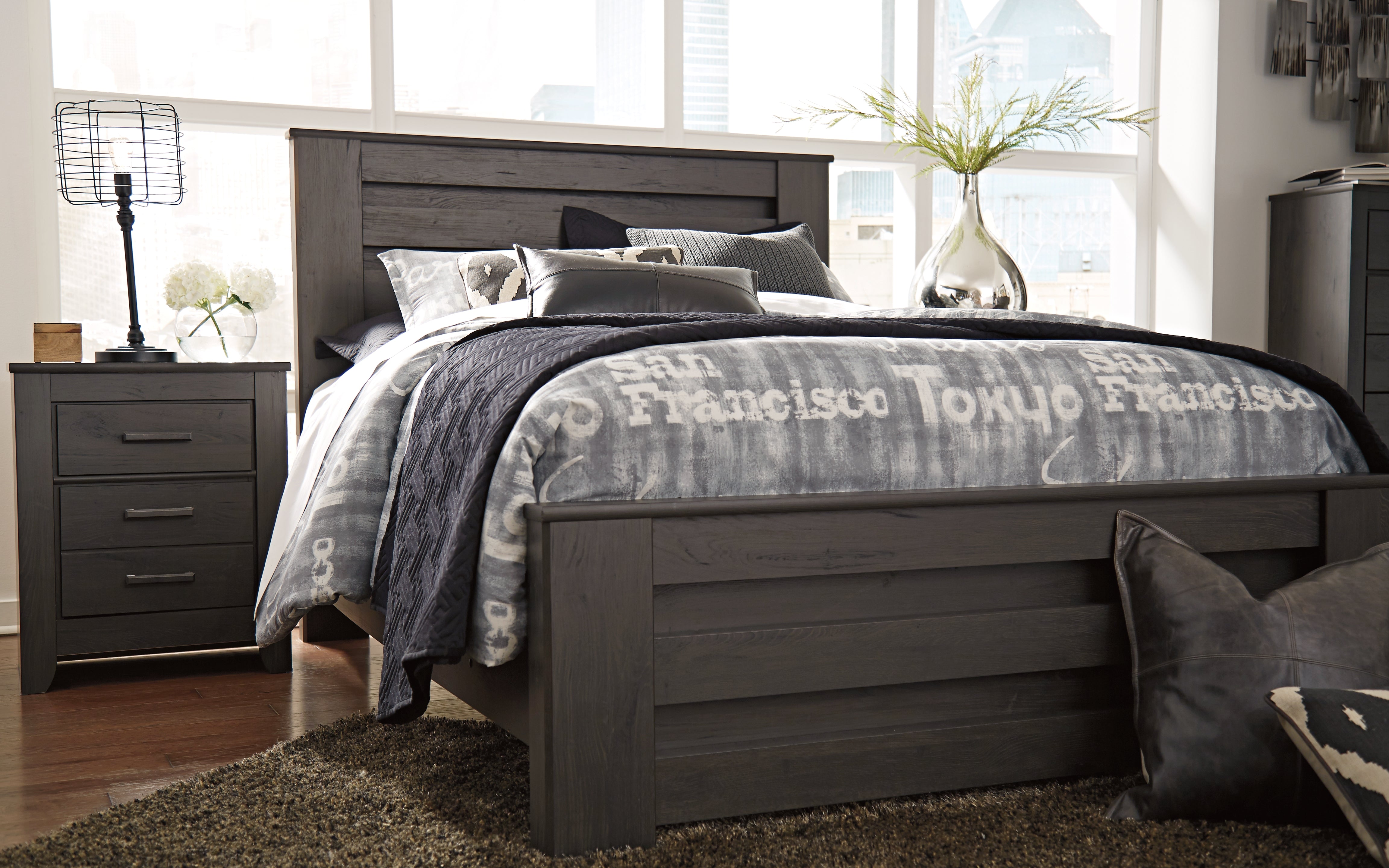 Furniture City Laplace - Ashley Furniture - Brinxton Bedroom - Two Drawer Night Stand / Charcoal - B249-92