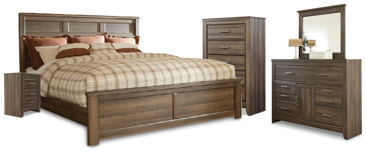 Furniture City Laplace - Ashley Furniture - Juararo California King Panel Bed, Dresser, Mirror, Chest and Nightstand - California King Panel Bed, Dresser, Mirror, Chest and Nightstand - B251B40