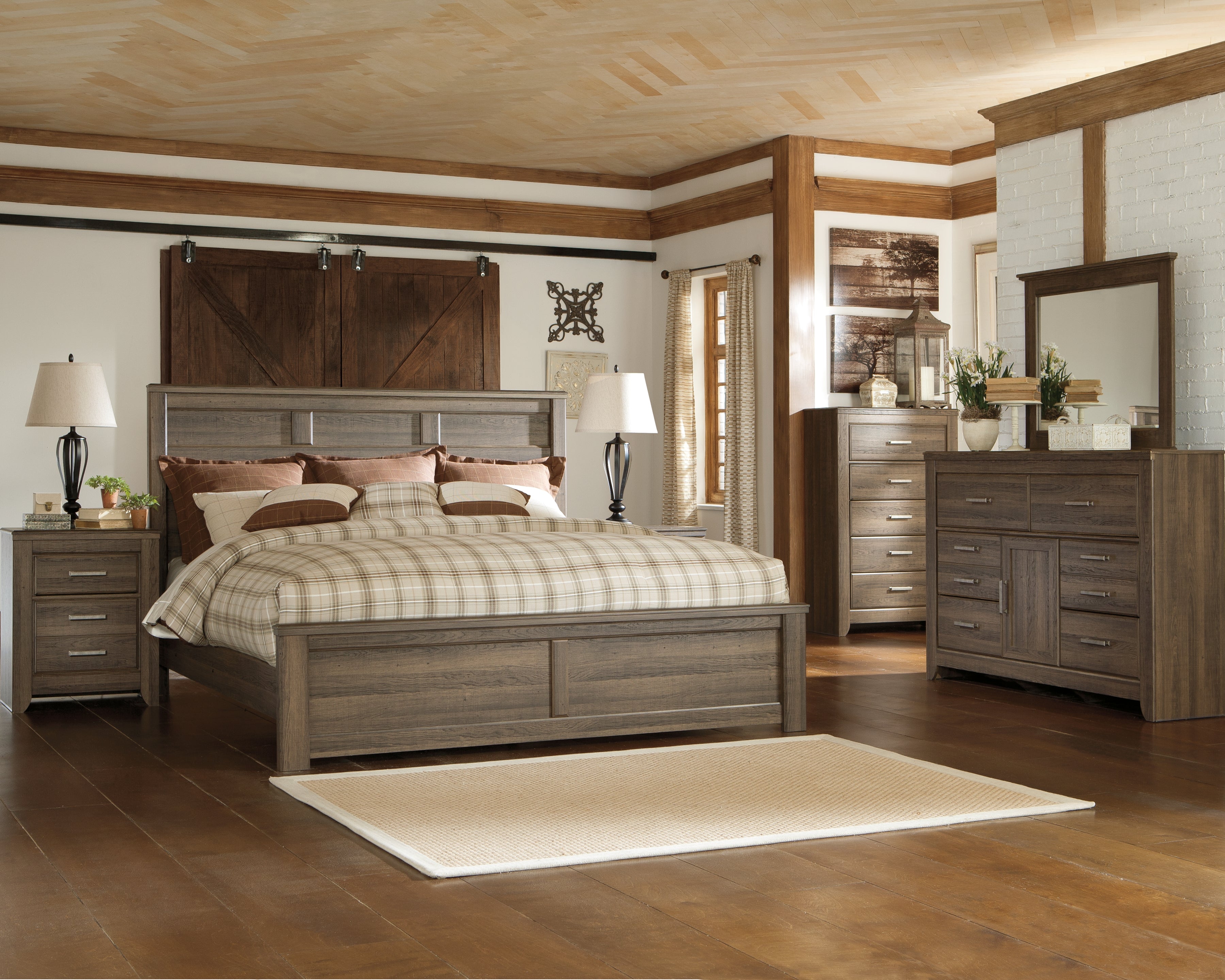Furniture City Laplace - Ashley Furniture - Juararo Bedroom - King Panel Bed / Dark Brown - B251B9