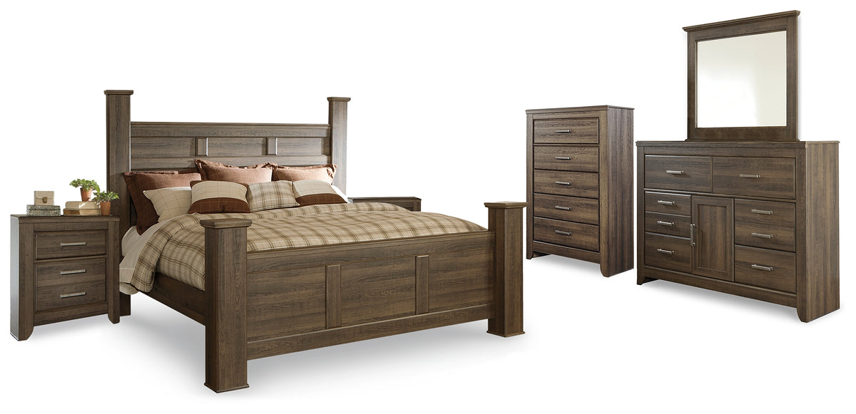 Furniture City Laplace - Ashley Furniture - Juararo King Poster Bed, Dresser, Mirror, Chest and 2 Nightstands - King Poster Bed, Dresser, Mirror, Chest and 2 Nightstands - B251B30