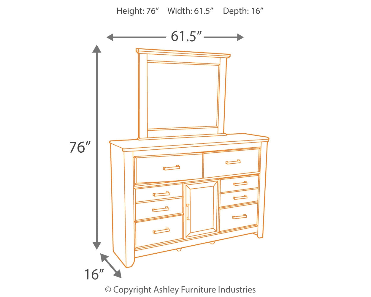 Furniture City Laplace - Ashley Furniture - Juararo Bedroom - Dresser and Mirror / Dark Brown - B251B1