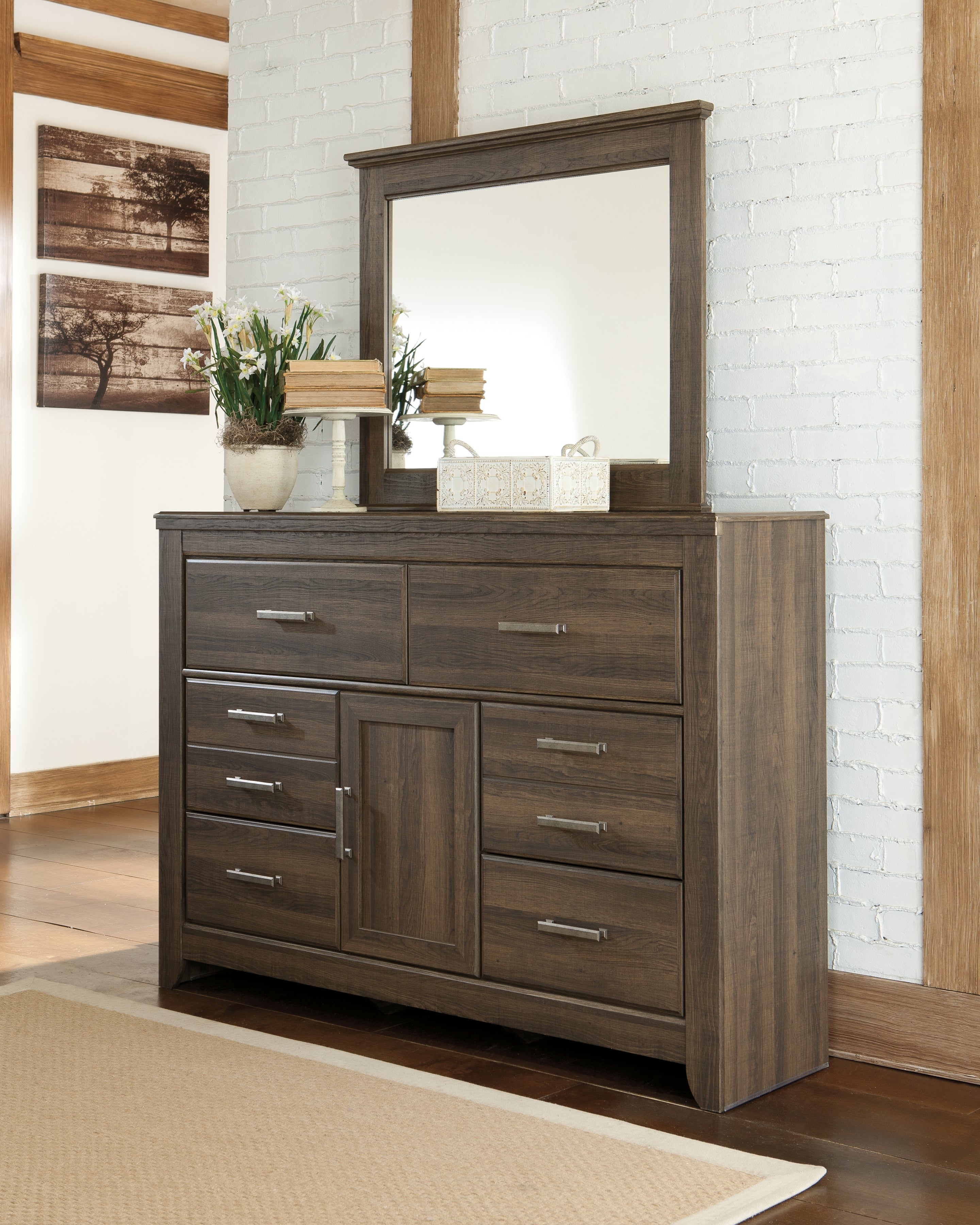 Furniture City Laplace - Ashley Furniture - Juararo Bedroom - Dresser and Mirror / Dark Brown - B251B1
