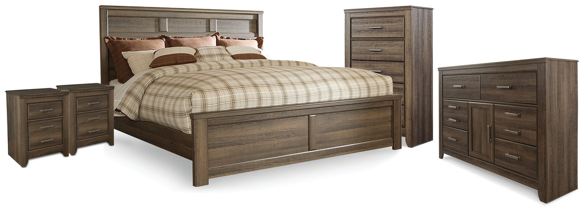 Furniture City Laplace - Ashley Furniture - Juararo King Panel Bed, Dresser, Chest and 2 Nightstands - King Panel Bed, Dresser, Chest and 2 Nightstands - B251B39