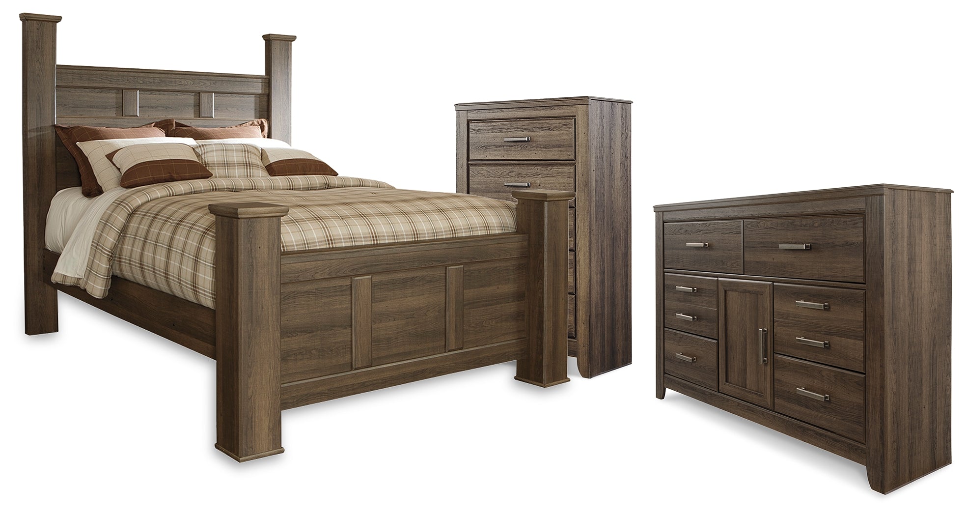 Furniture City Laplace - Ashley Furniture - Juararo Queen Poster Bed, Dresser and Chest - Queen Poster Bed, Dresser and Chest - B251B44