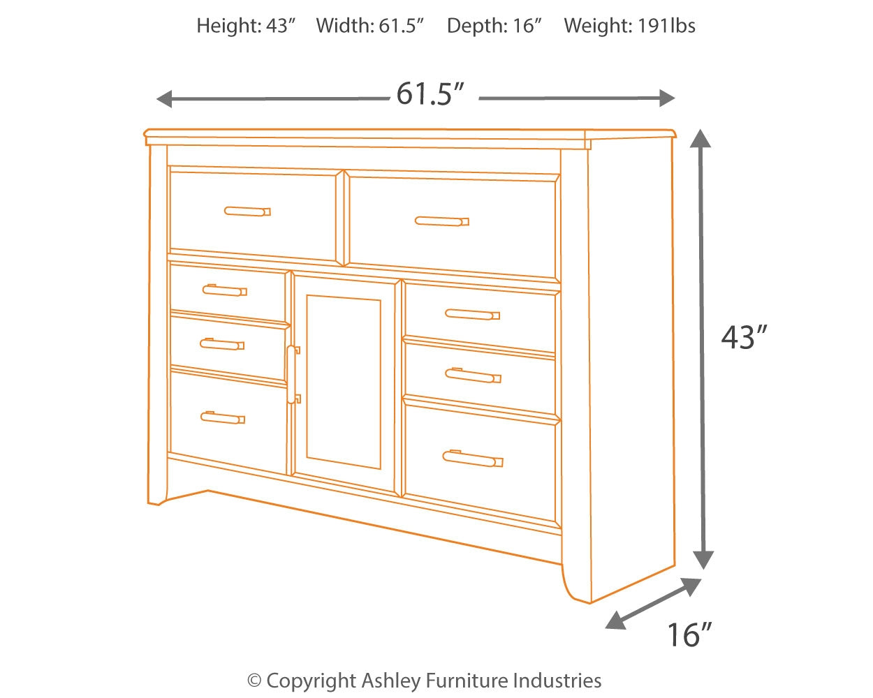 Furniture City Laplace - Ashley Furniture - Juararo Bedroom - Six Drawer Dresser / Dark Brown - B251-31