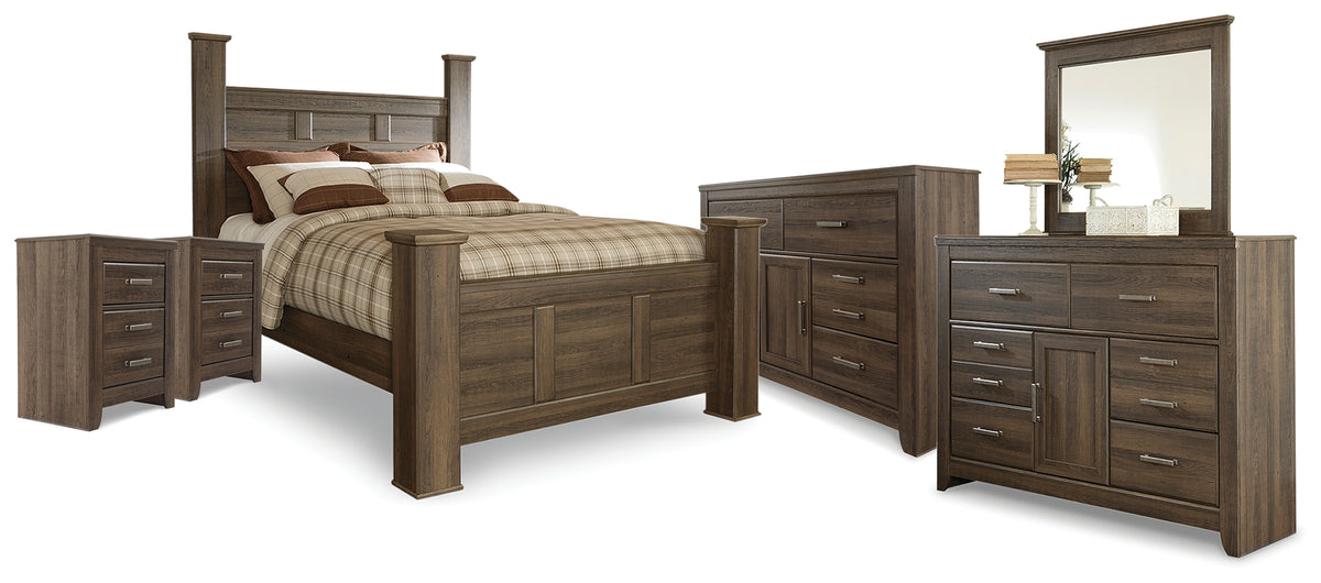 Furniture City Laplace - Ashley Furniture - Juararo Queen Poster Bed, 2 Dressers, Mirror and 2 Nightstands - Queen Poster Bed, 2 Dressers, Mirror and 2 Nightstands - B251B41