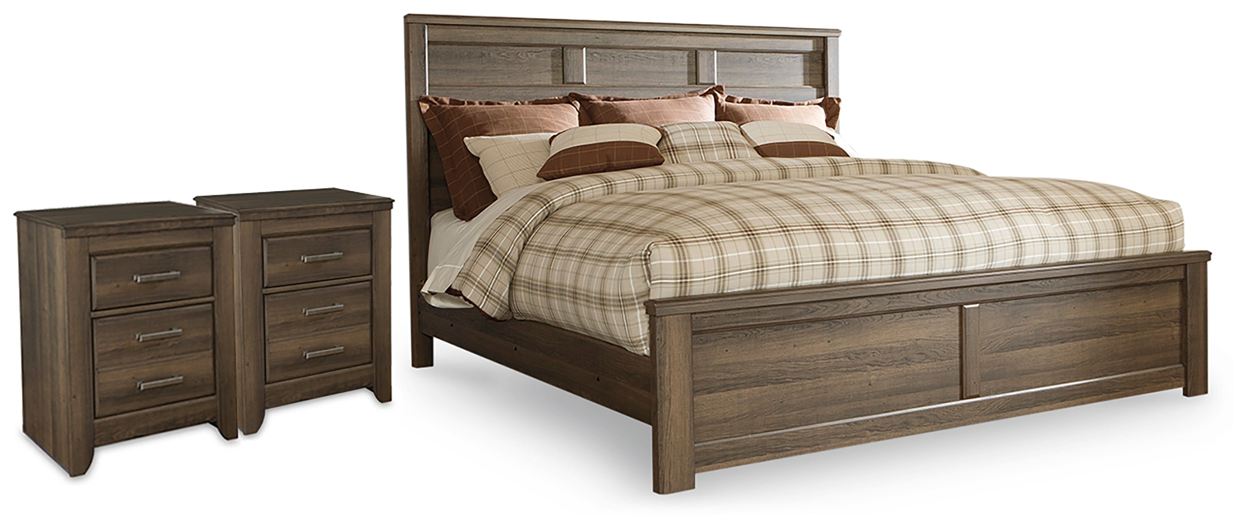 Furniture City Laplace - Ashley Furniture - Juararo King Panel Bed and 2 Nightstands - King Panel Bed and 2 Nightstands - B251B45