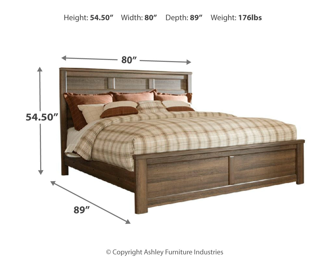 Furniture City Laplace - Ashley Furniture - Juararo Bedroom - King Panel Bed / Dark Brown - B251B9