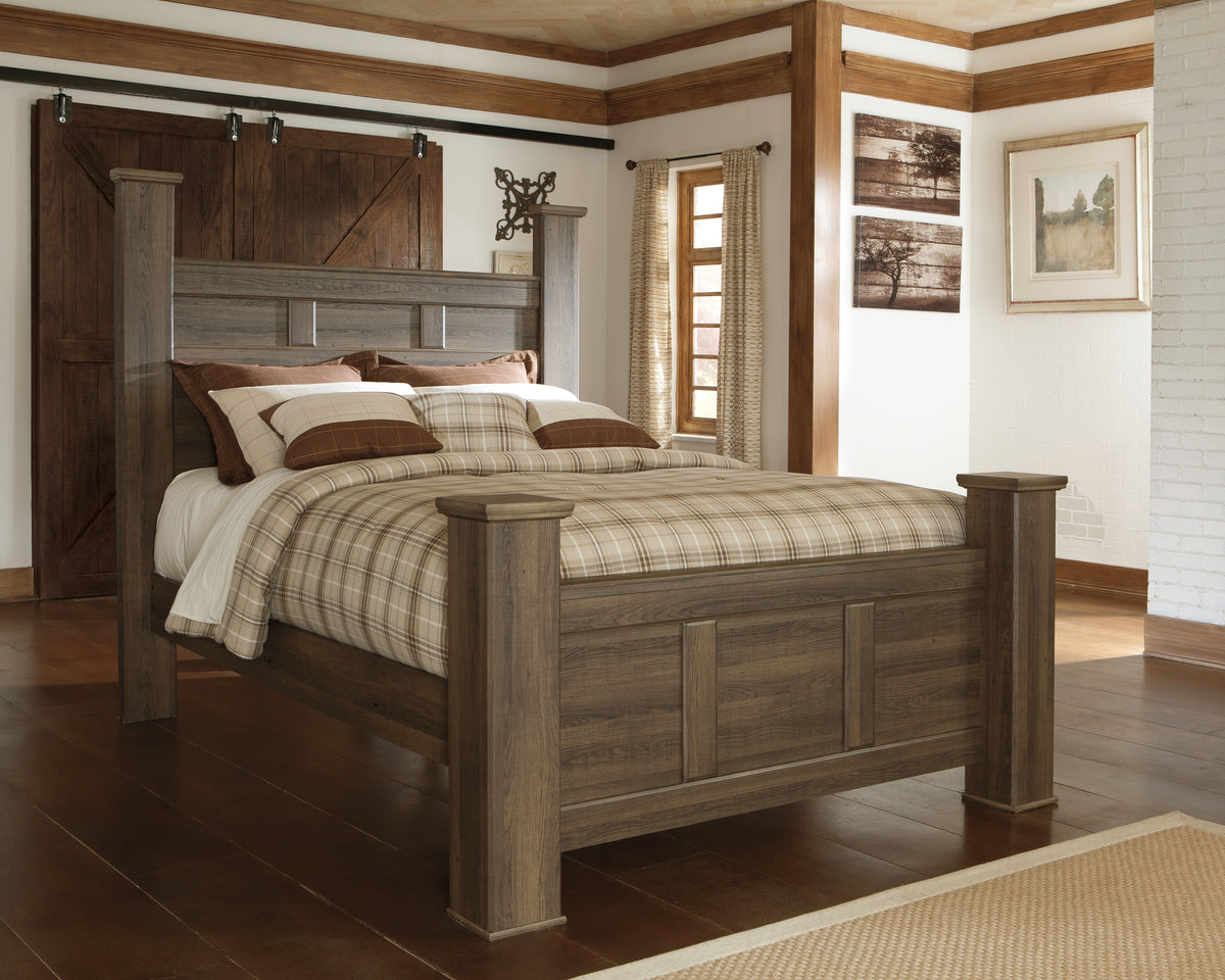 Furniture City Laplace - Ashley Furniture - Juararo Bedroom - Queen Poster Bed / Dark Brown - B251B3