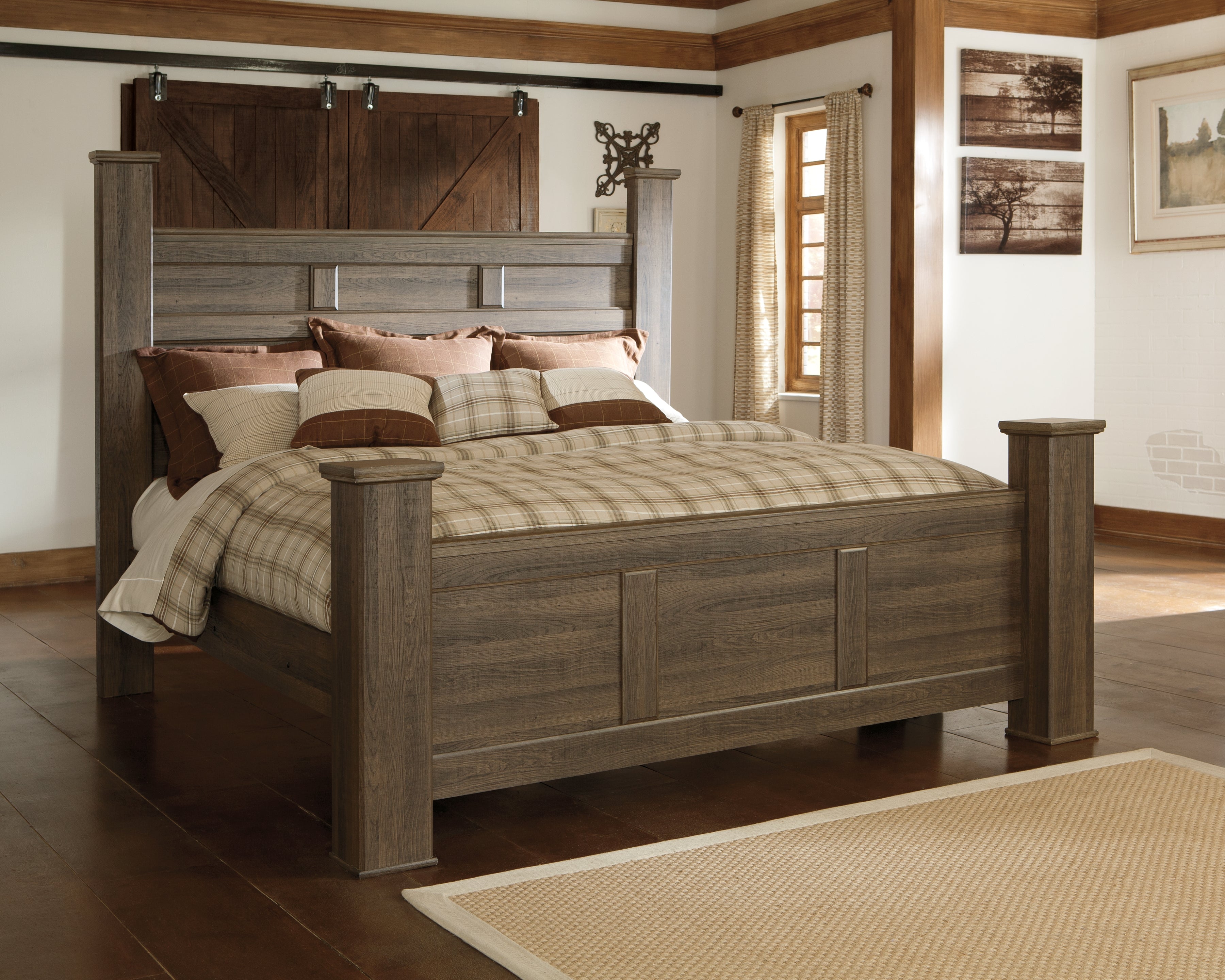 Furniture City Laplace - Ashley Furniture - Juararo Bedroom - King Poster Bed / Dark Brown - B251B10