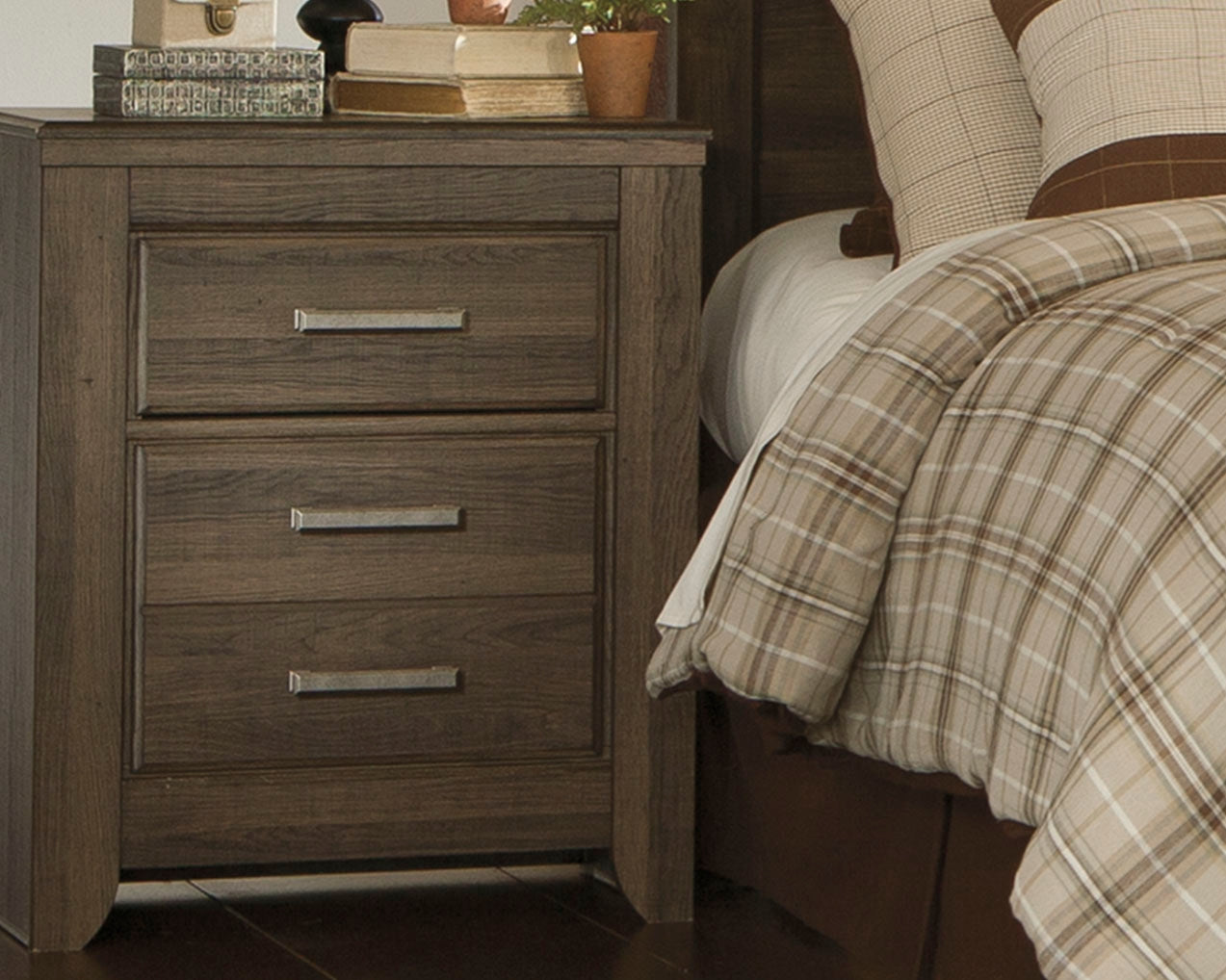 Furniture City Laplace - Ashley Furniture - Juararo Bedroom - Two Drawer Night Stand / Dark Brown - B251-92