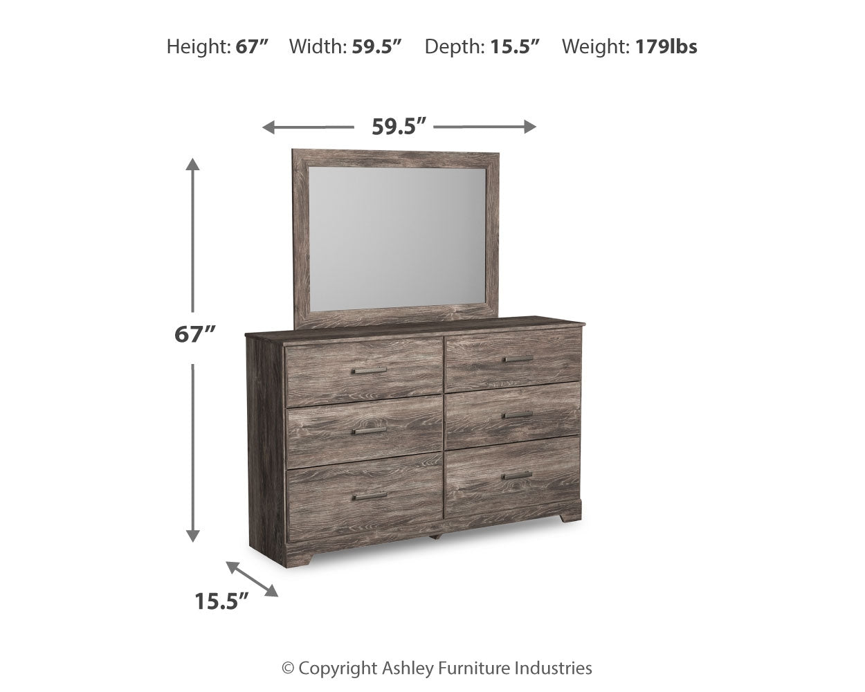 Furniture City Laplace - Ashley Furniture - Ralinksi Bedroom - Dresser and Mirror / Gray - B2587B1