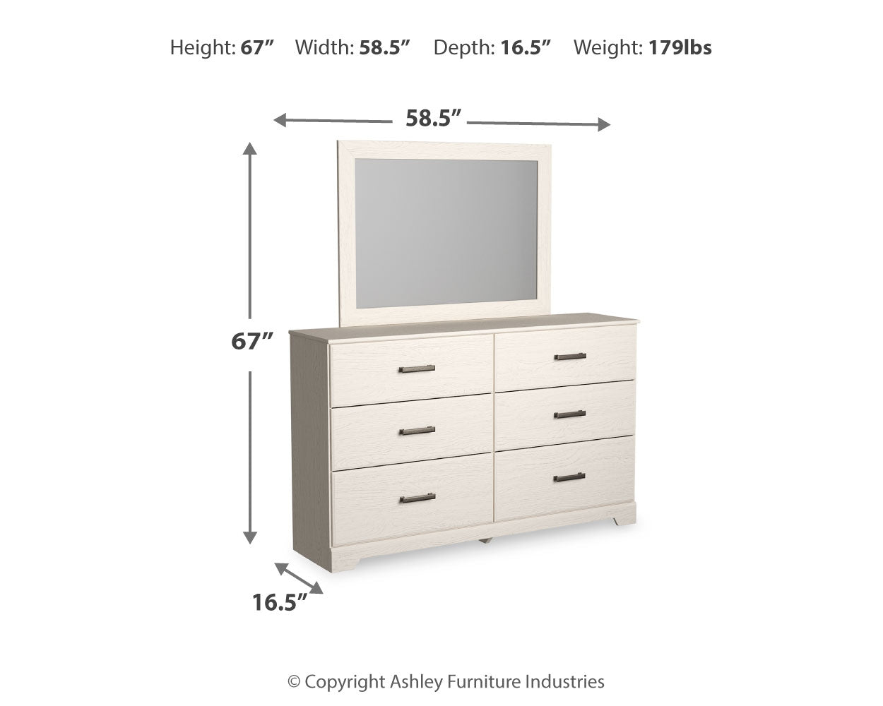 Furniture City Laplace - Ashley Furniture - Stelsie Bedroom - Dresser and Mirror / White - B2588B1