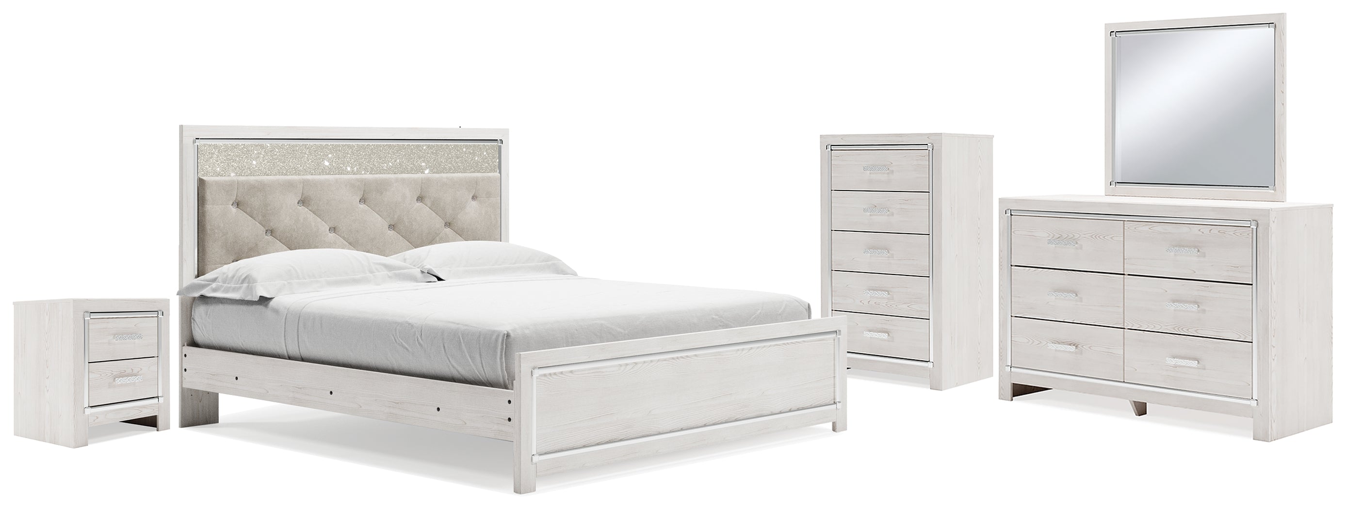 Furniture City Laplace - Ashley Furniture - Altyra King Panel Bed, Dresser, Mirror, Chest and Nightstand - King Panel Bed, Dresser, Mirror, Chest and Nightstand - B2640B59