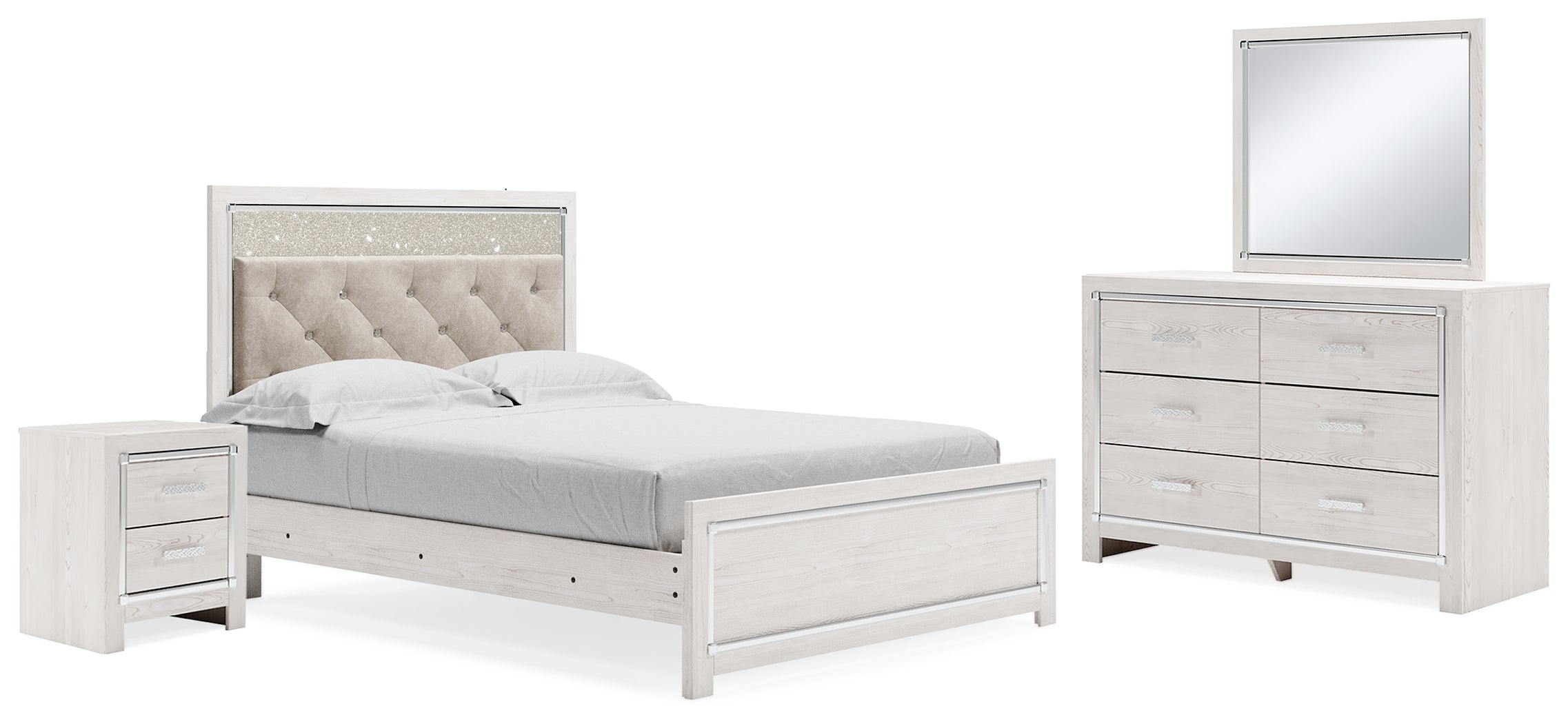 Furniture City Laplace - Ashley Furniture - Altyra Queen Upholstered Panel Bed, Dresser, Mirror, and Nightstand - Queen Upholstered Panel Bed, Dresser, Mirror, and Nightstand - B2640B33