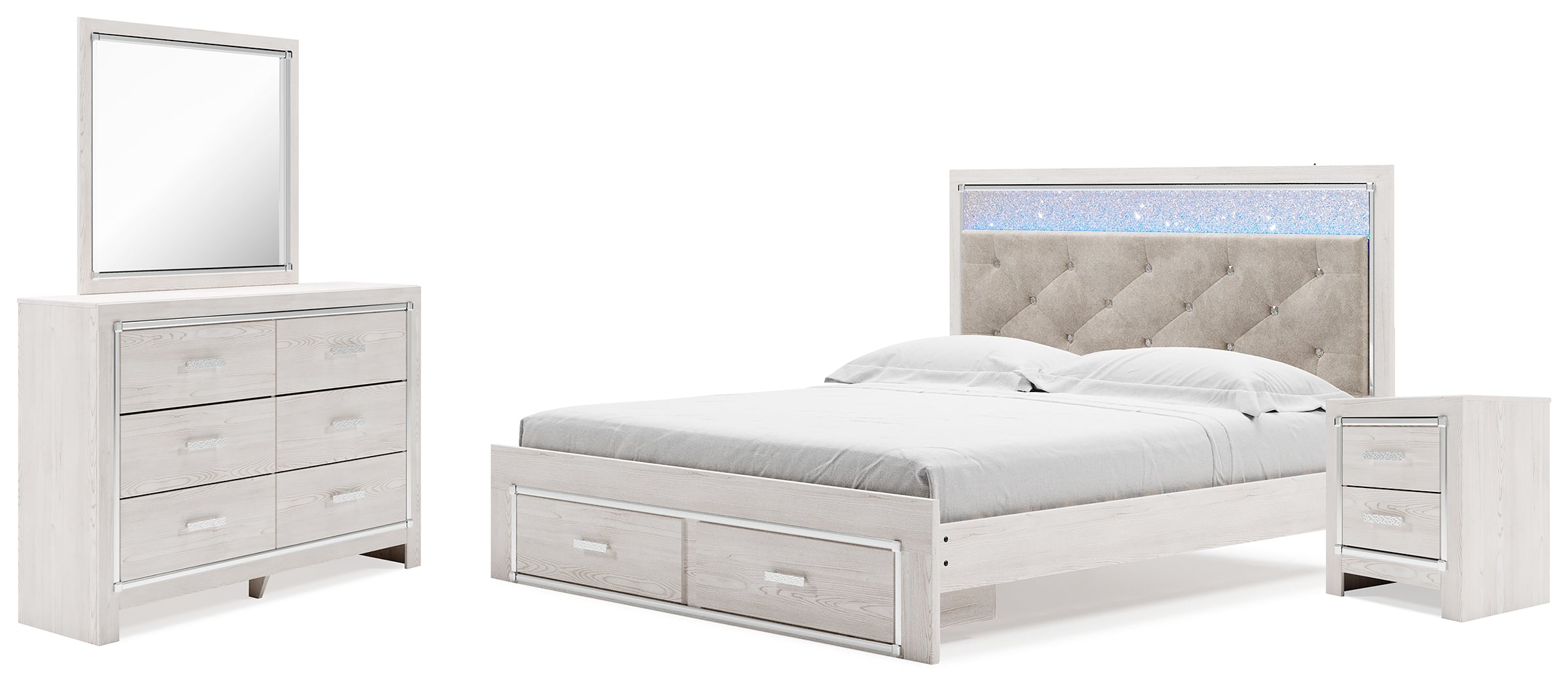 Furniture City Laplace - Ashley Furniture - Altyra King Upholstered Panel Storage Bed, Dresser, Mirror and Nightstand - King Upholstered Panel Storage Bed, Dresser, Mirror and Nightstand - B2640B32