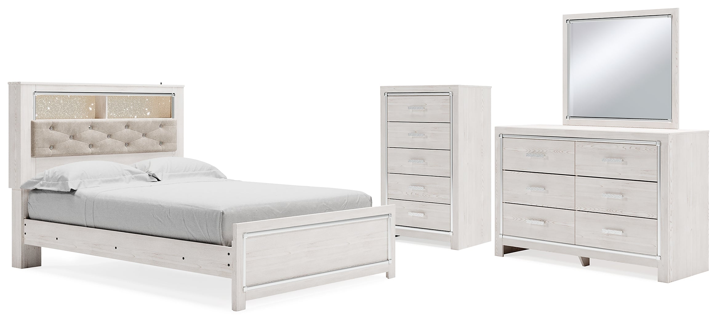 Furniture City Laplace - Ashley Furniture - Altyra Queen Bookcase Panel Bed, Dresser, Mirror and Chest - Queen Bookcase Panel Bed, Dresser, Mirror and Chest - B2640B43