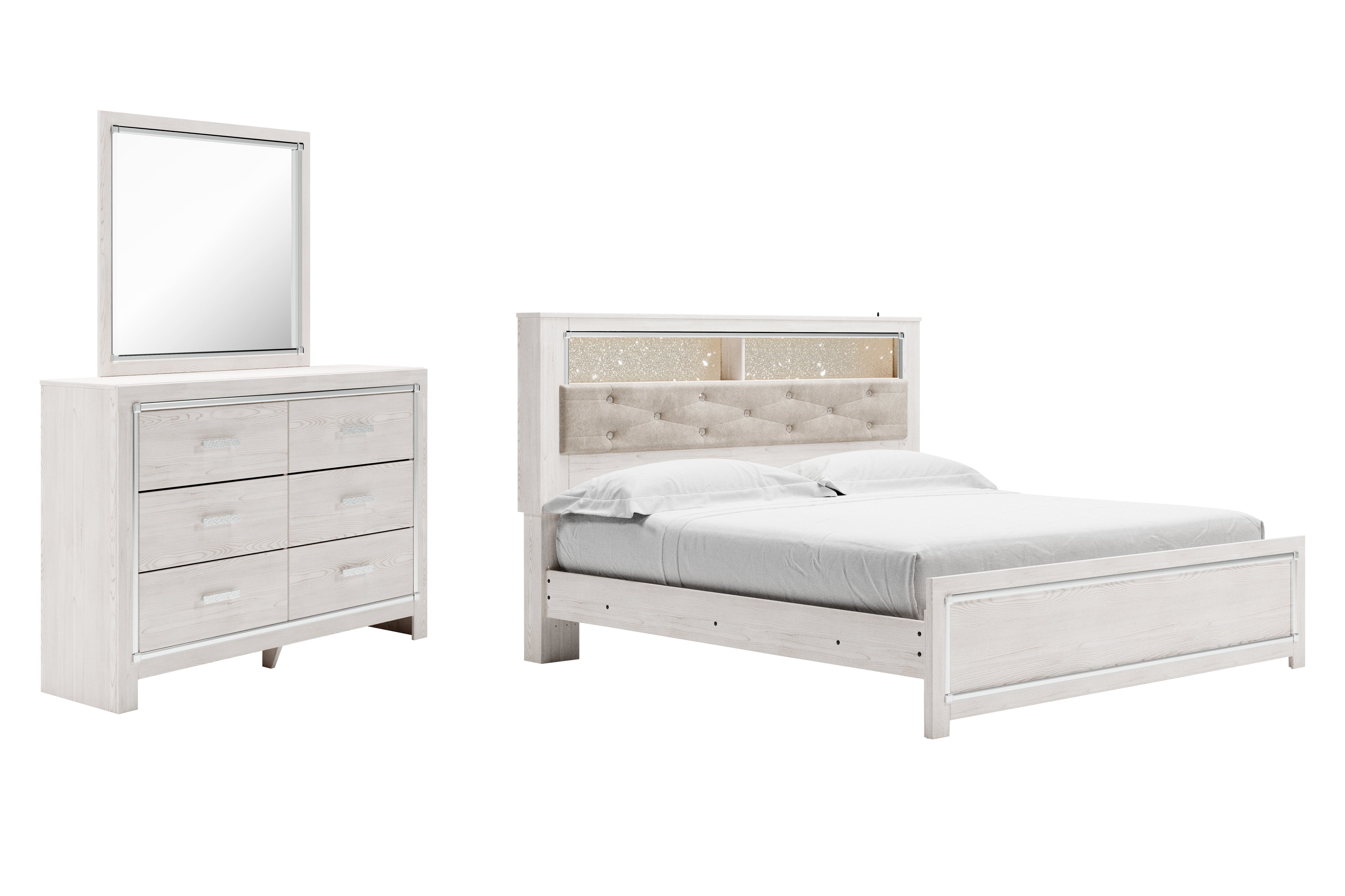 Furniture City Laplace - Ashley Furniture - Altyra King Panel Bookcase Bed, Dresser and Mirror - King Panel Bookcase Bed, Dresser and Mirror - B2640B58