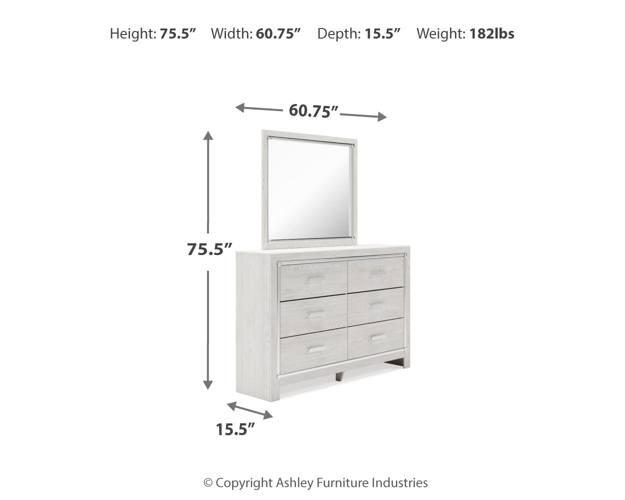 Furniture City Laplace - Ashley Furniture - Altyra Bedroom - Dresser and Mirror / White - B2640B1
