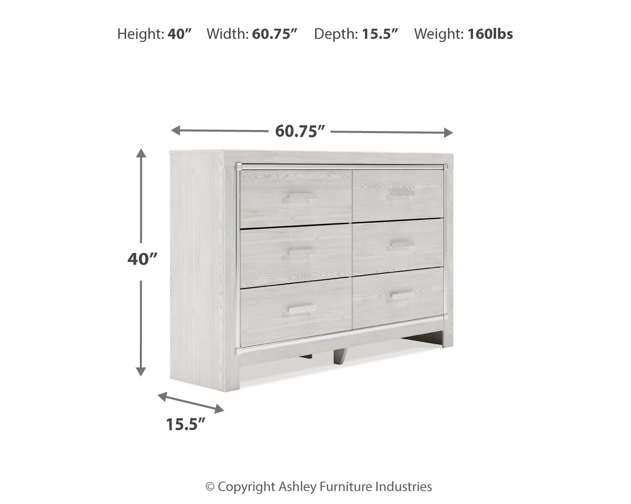 Furniture City Laplace - Ashley Furniture - Altyra Bedroom - Six Drawer Dresser / White - B2640-31