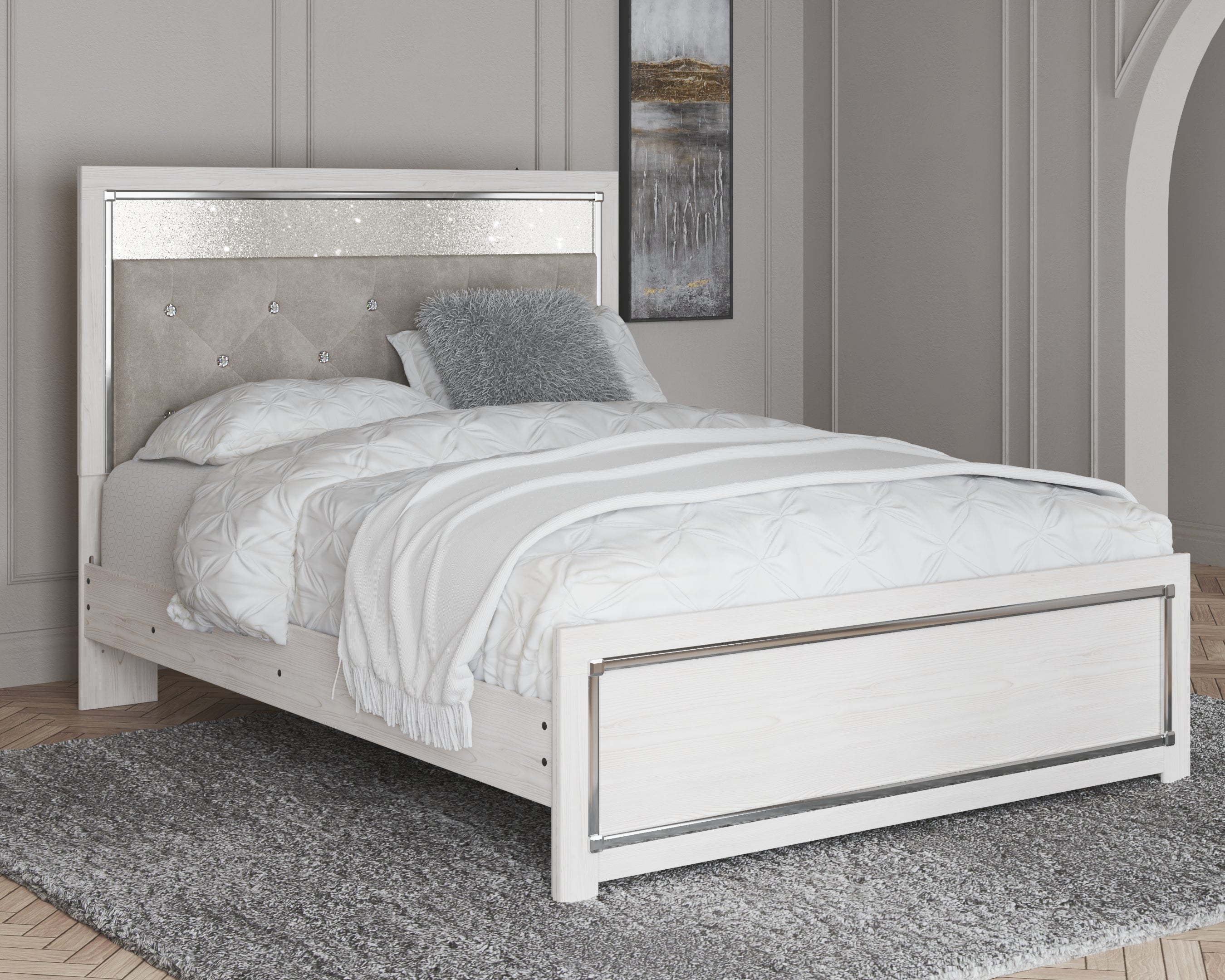 Furniture City Laplace - Ashley Furniture - Altyra Bedroom - King Upholstered Storage Bed / White - B2640B29