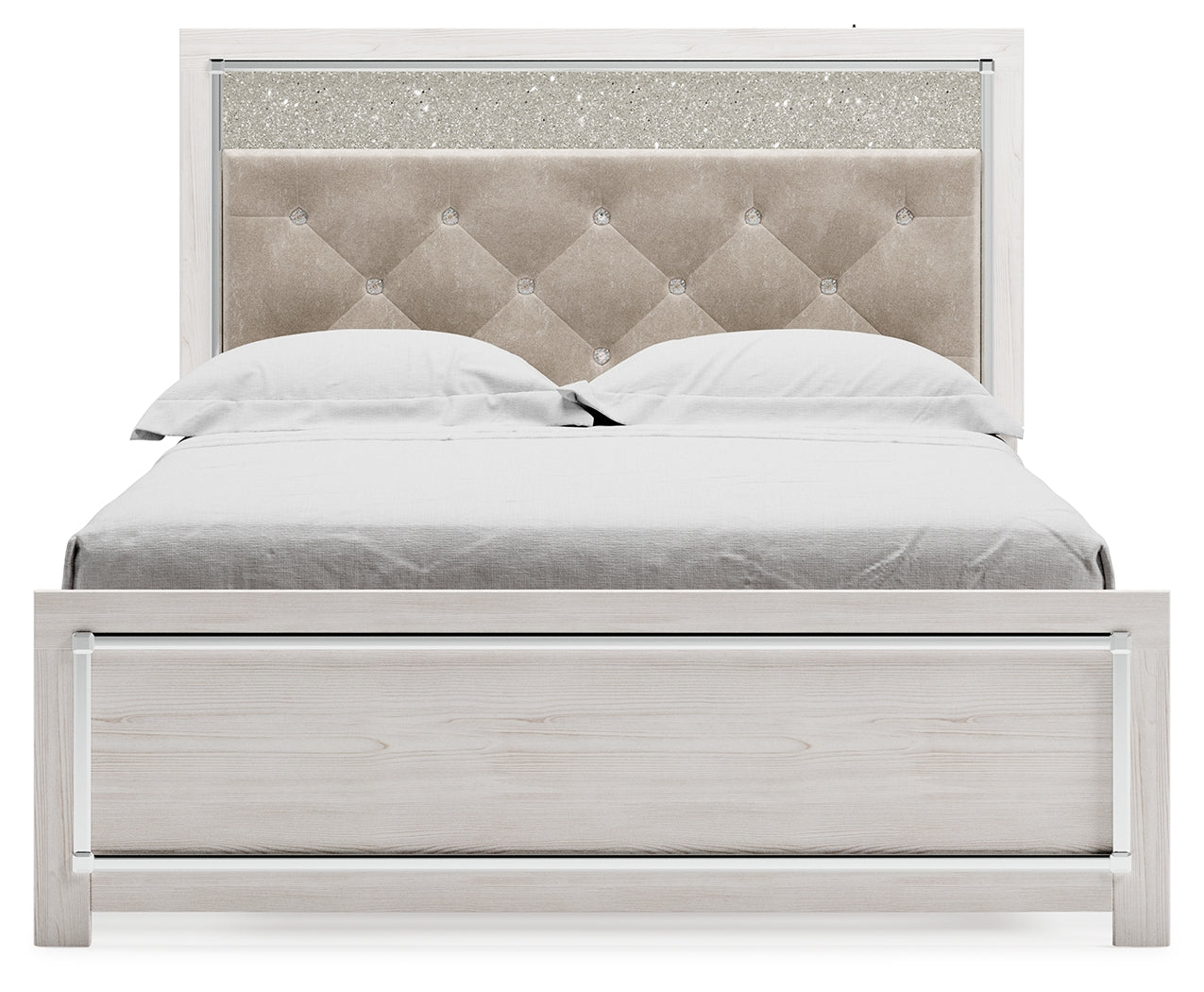 Furniture City Laplace - Ashley Furniture - Altyra Bedroom - King Upholstered Storage Bed / White - B2640B29