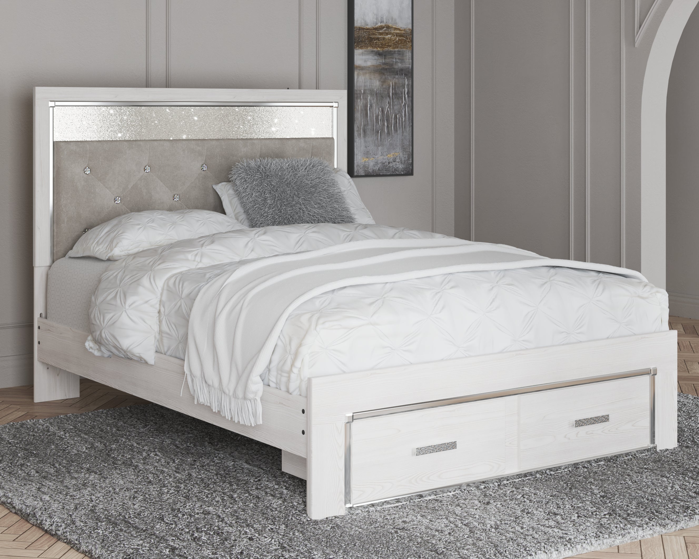 Furniture City Laplace - Ashley Furniture - Altyra Bedroom - Queen Upholstered Storage Bed / White - B2640B17