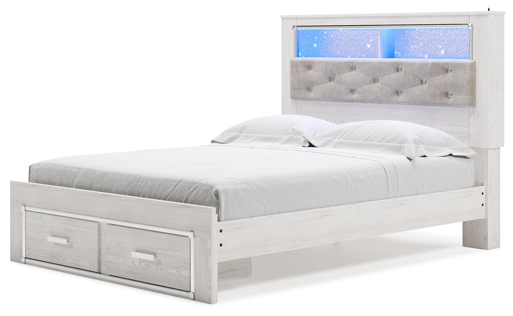 Furniture City Laplace - Ashley Furniture - Altyra Bedroom - Queen Upholstered Bookcase Bed with Storage / White - B2640B19