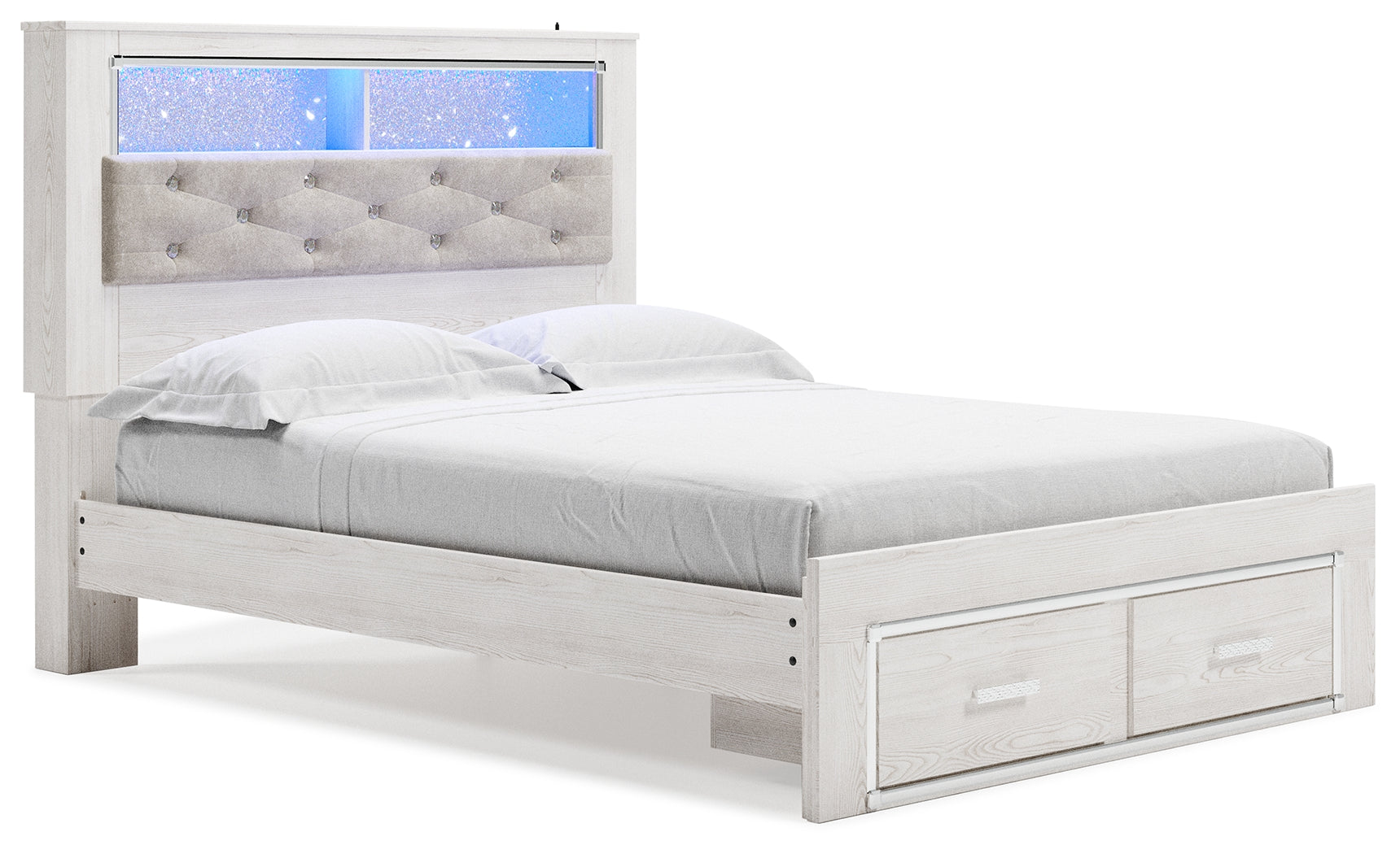 Furniture City Laplace - Ashley Furniture - Altyra Bedroom - Queen Upholstered Bookcase Bed with Storage / White - B2640B19