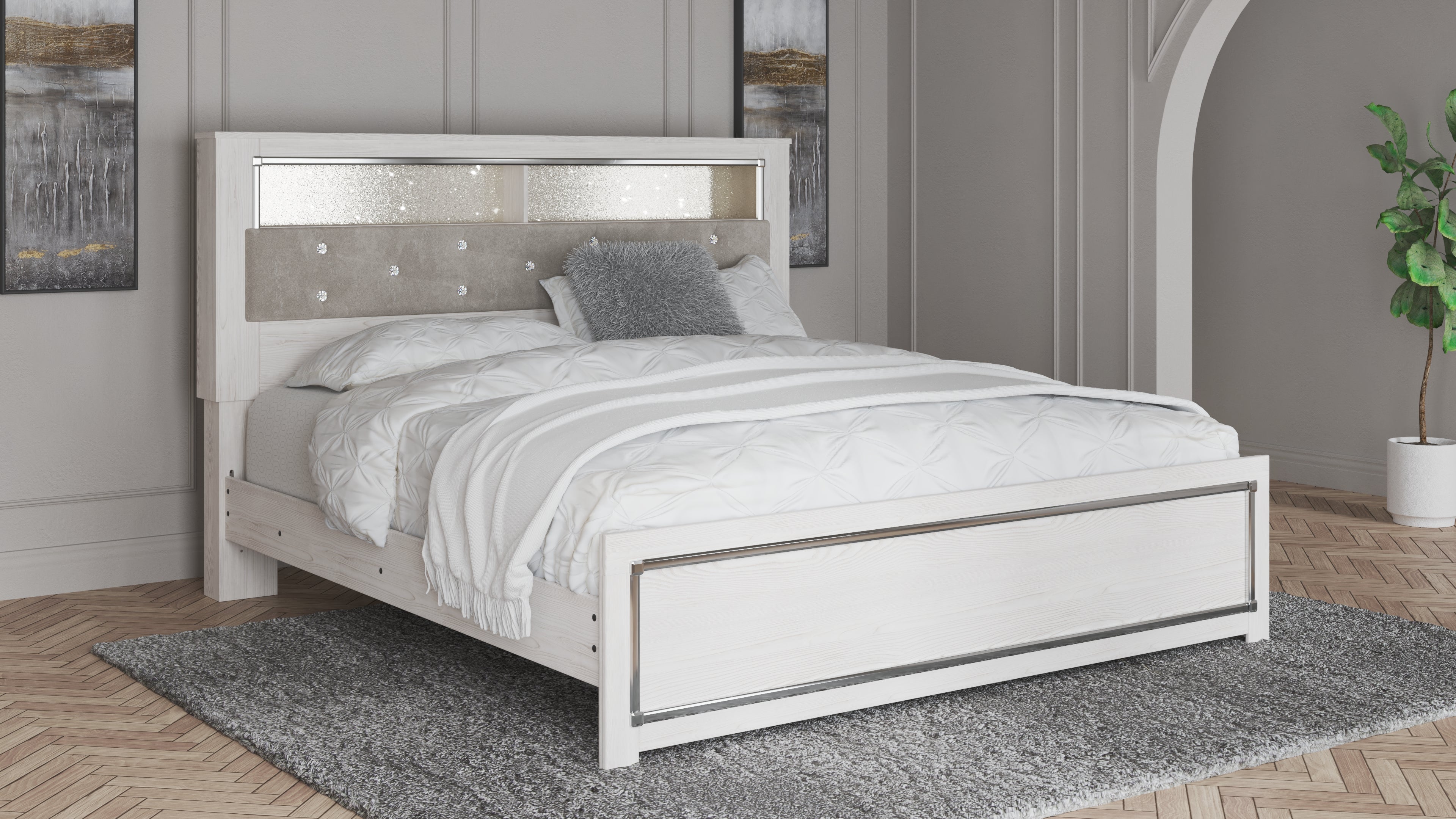 Furniture City Laplace - Ashley Furniture - Altyra Bedroom - King Panel Bookcase Bed / White - B2640B5