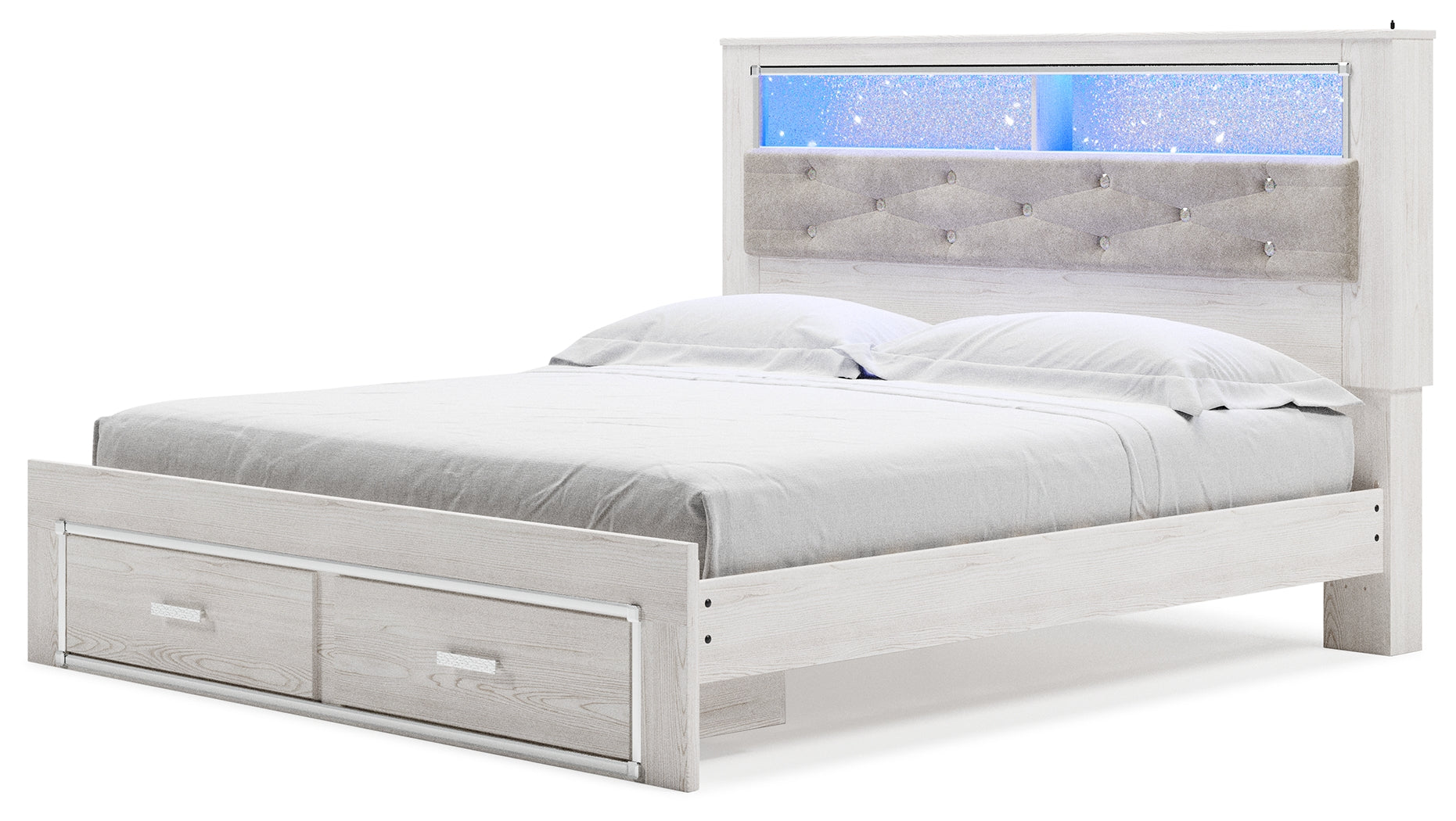 Furniture City Laplace - Ashley Furniture - Altyra Bedroom - King Upholstered Bookcase Bed with Storage / White - B2640B30