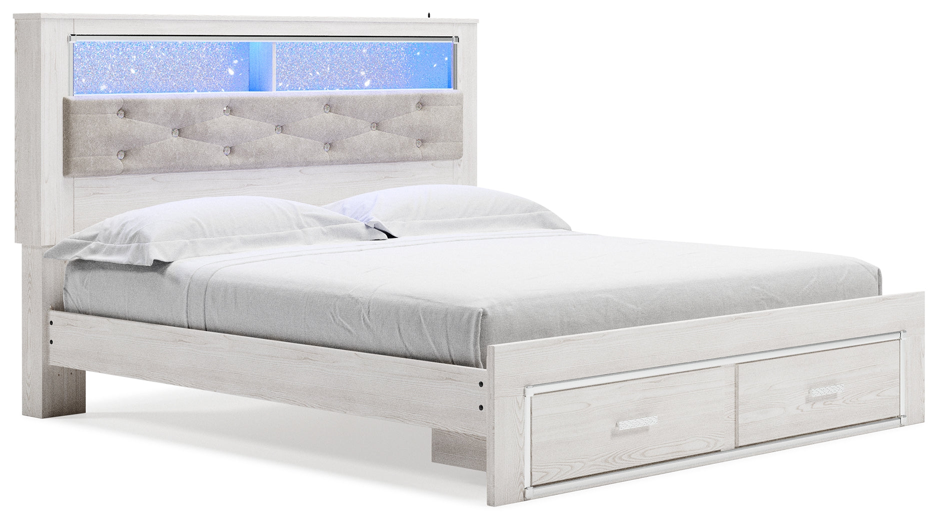 Furniture City Laplace - Ashley Furniture - Altyra Bedroom - King Upholstered Bookcase Bed with Storage / White - B2640B30