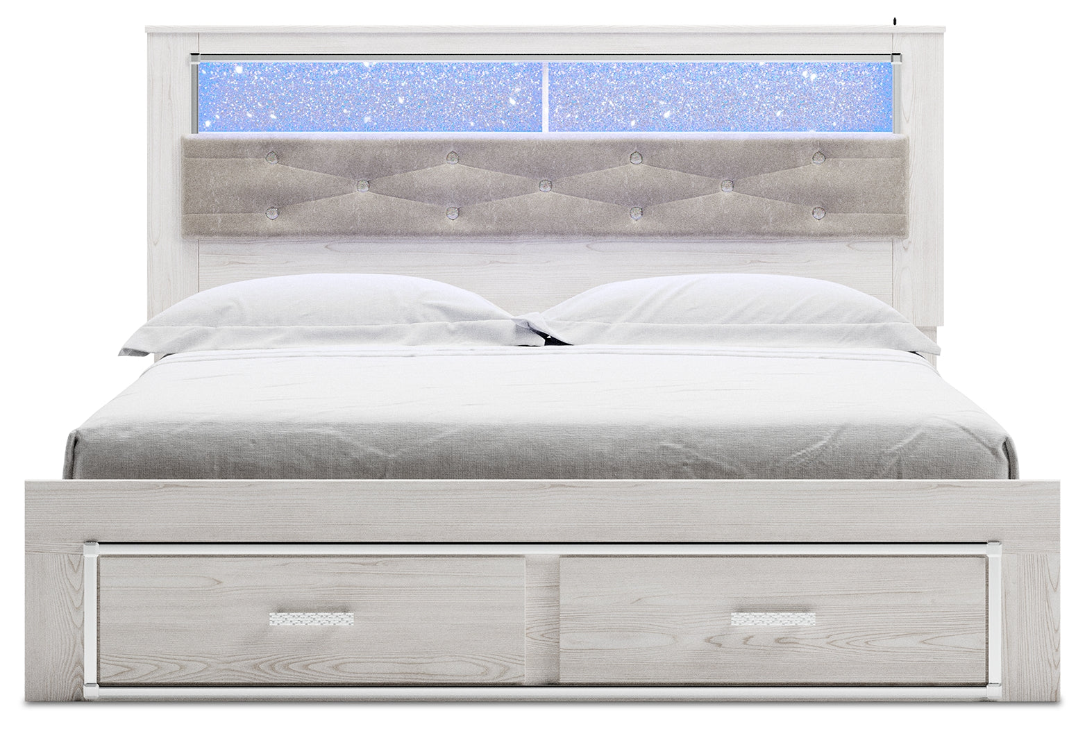 Furniture City Laplace - Ashley Furniture - Altyra Bedroom - King Upholstered Bookcase Bed with Storage / White - B2640B30