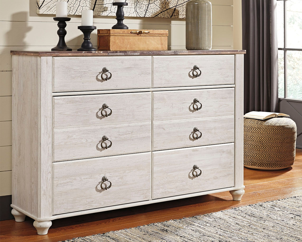 Furniture City Laplace - Ashley Furniture - Willowton Bedroom - Six Drawer Dresser / Whitewash - B267-31