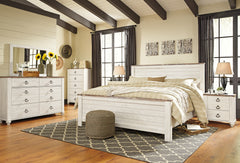 Furniture City Laplace - Ashley Furniture - Willowton King Panel Bed, Dresser, Mirror, Chest and 2 Nightstands - King Panel Bed, Dresser, Mirror, Chest and 2 Nightstands - B267B45