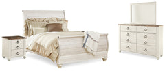 Furniture City Laplace - Ashley Furniture - Willowton Queen Sleigh Bed, Dresser, Mirror and 2 Nightstands - Queen Sleigh Bed, Dresser, Mirror and 2 Nightstands - B267B55
