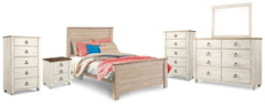 Furniture City Laplace - Ashley Furniture - Willowton Full Panel Bed, Dresser, Mirror, 2 Chests and nightstand - Full Panel Bed, Dresser, Mirror, 2 Chests and nightstand - B267B40