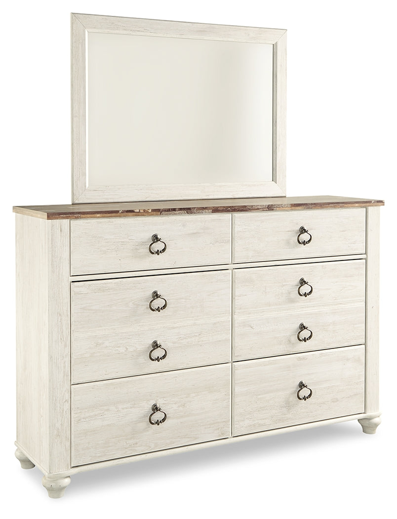Furniture City Laplace - Ashley Furniture - Willowton Bedroom - Six Drawer Dresser / Whitewash - B267-31