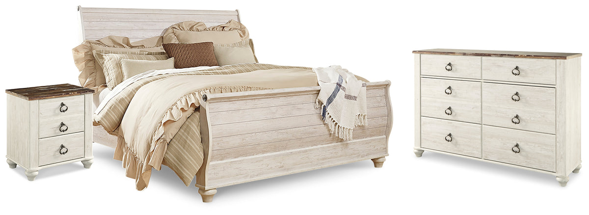 Furniture City Laplace - Ashley Furniture - Willowton King Sleigh Bed, Dresser and Nightstand - King Sleigh Bed, Dresser and Nightstand - B267B43