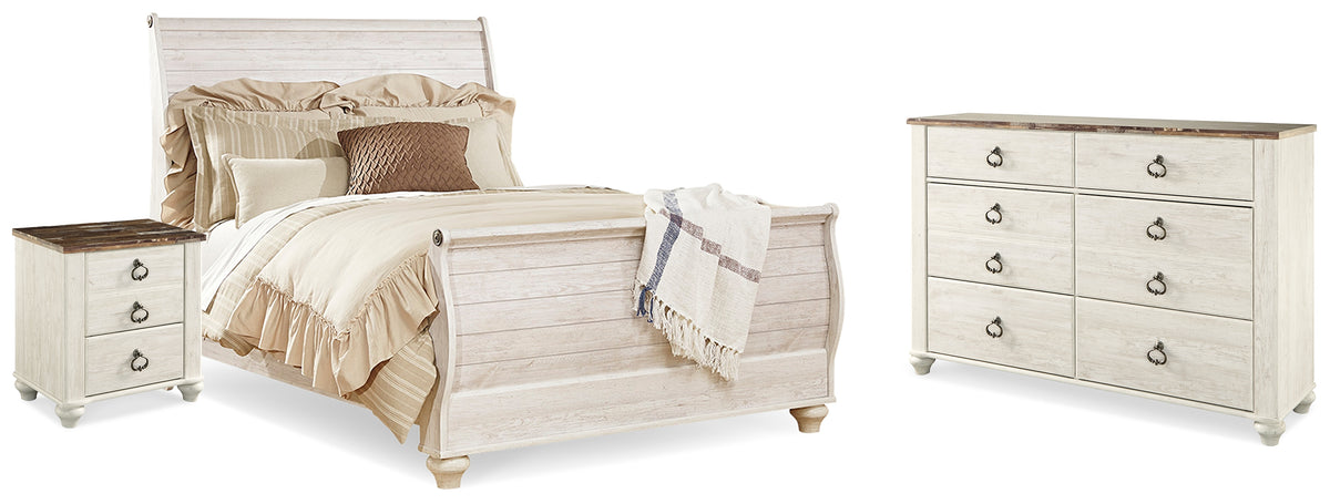 Furniture City Laplace - Ashley Furniture - Willowton Queen Sleigh Bed, Dresser and Nightstand - Queen Sleigh Bed, Dresser and Nightstand - B267B59