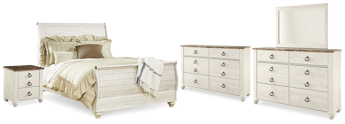 Furniture City Laplace - Ashley Furniture - Willowton Queen Bed, Dresser, Mirror and Chest - Queen Bed, Dresser, Mirror and Chest - B267B58