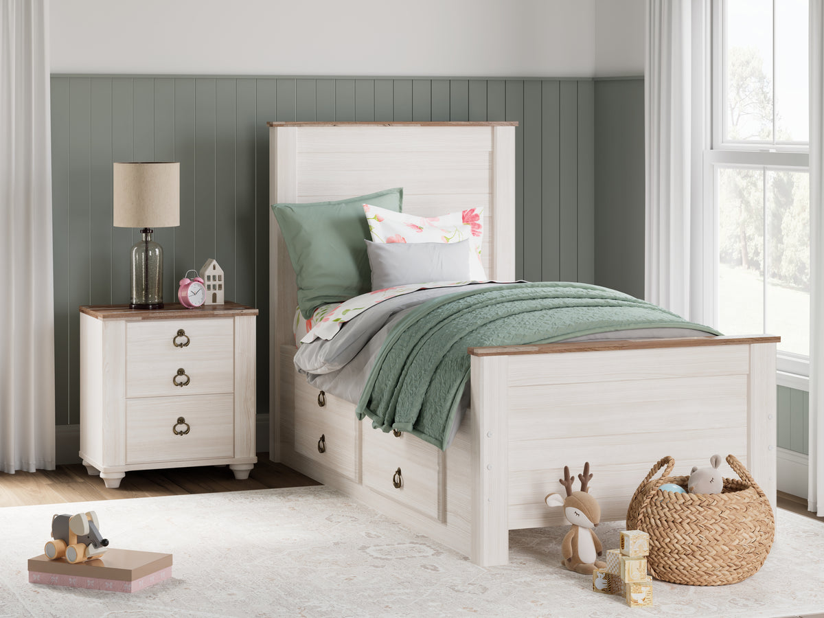 Furniture City Laplace - Ashley Furniture - Willowton Twin Panel Bed with 2 Storage Drawers - Twin Panel Bed with 2 Storage Drawers - B267B21
