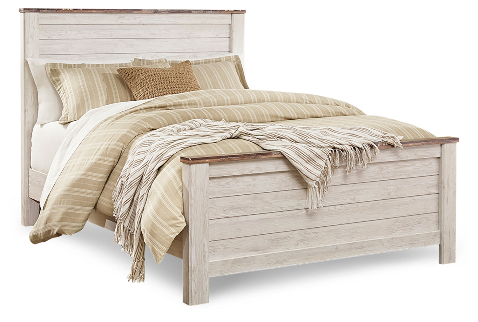 Furniture City Laplace - Ashley Furniture - Willowton Bedroom - Queen Panel Bed / Whitewash - B267B8