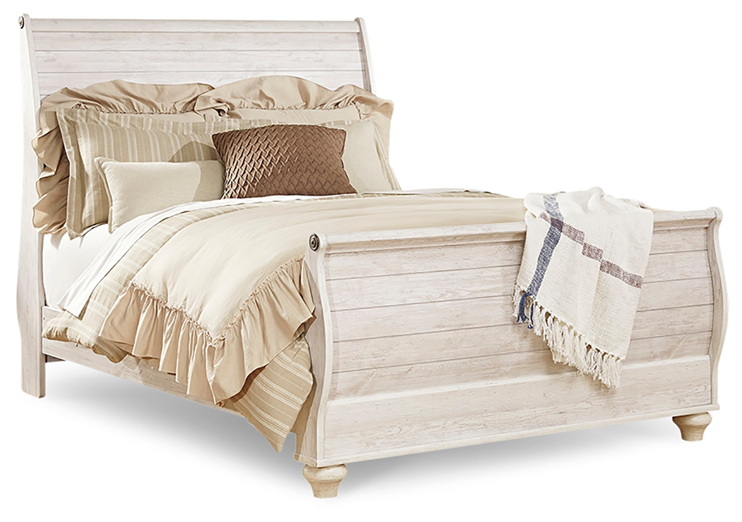 Furniture City Laplace - Ashley Furniture - Willowton Bedroom - Queen Sleigh Bed / Whitewash - B267B4