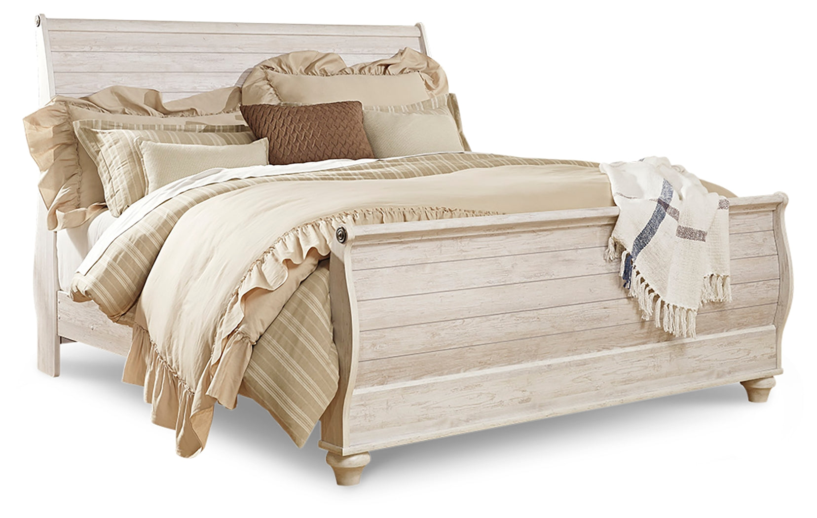 Furniture City Laplace - Ashley Furniture - Willowton Bedroom - King Sleigh Bed / Whitewash - B267B11