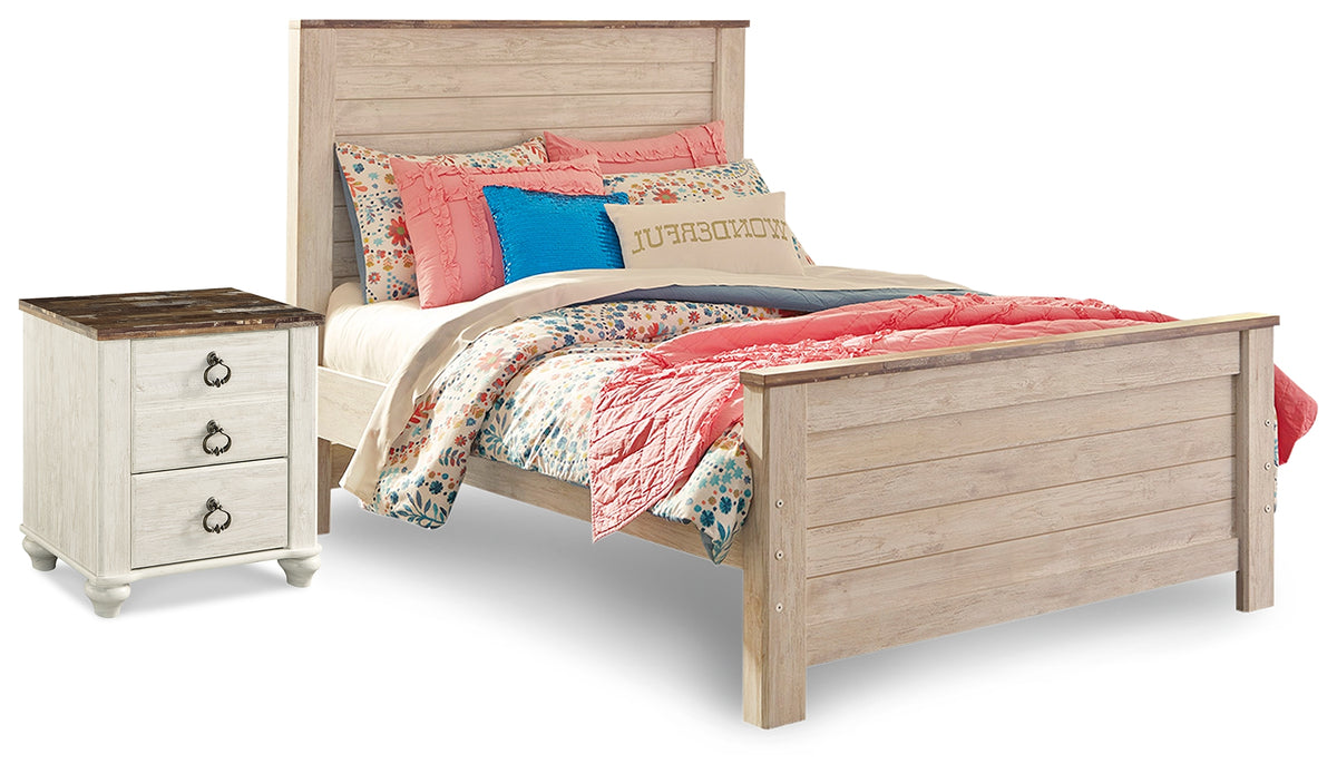 Furniture City Laplace - Ashley Furniture - Willowton Full Panel Bed and Nightstand - Full Panel Bed and Nightstand - B267B41