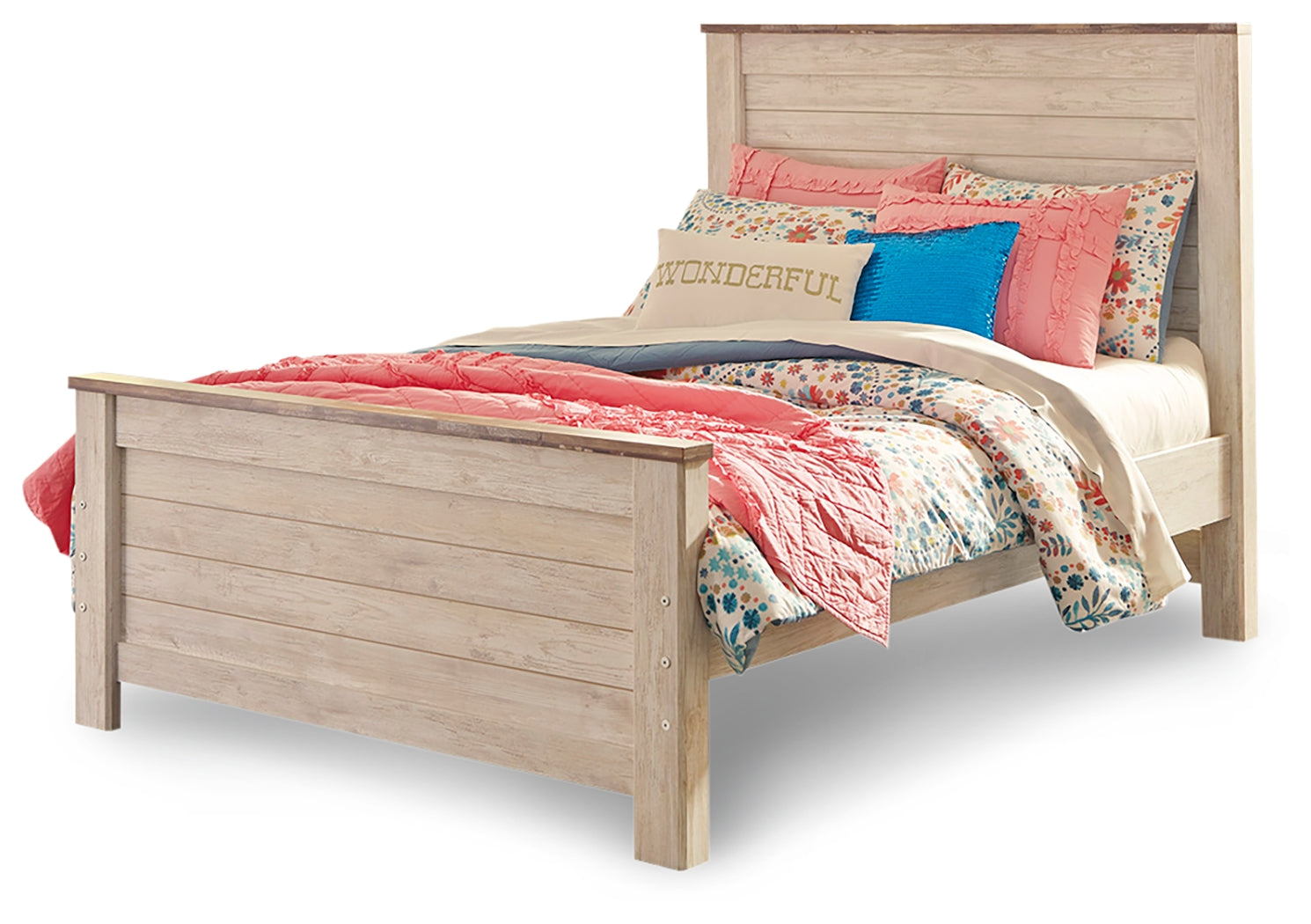 Furniture City Laplace - Ashley Furniture - Willowton Bedroom - Full Panel Bed / Whitewash - B267B17